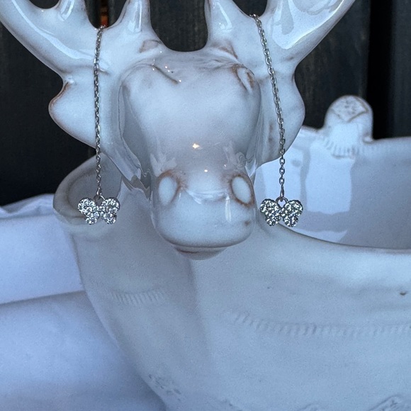 14KWG Flirty CZ Pave’ Butterfly Threader Earrings - Picture 4 of 8